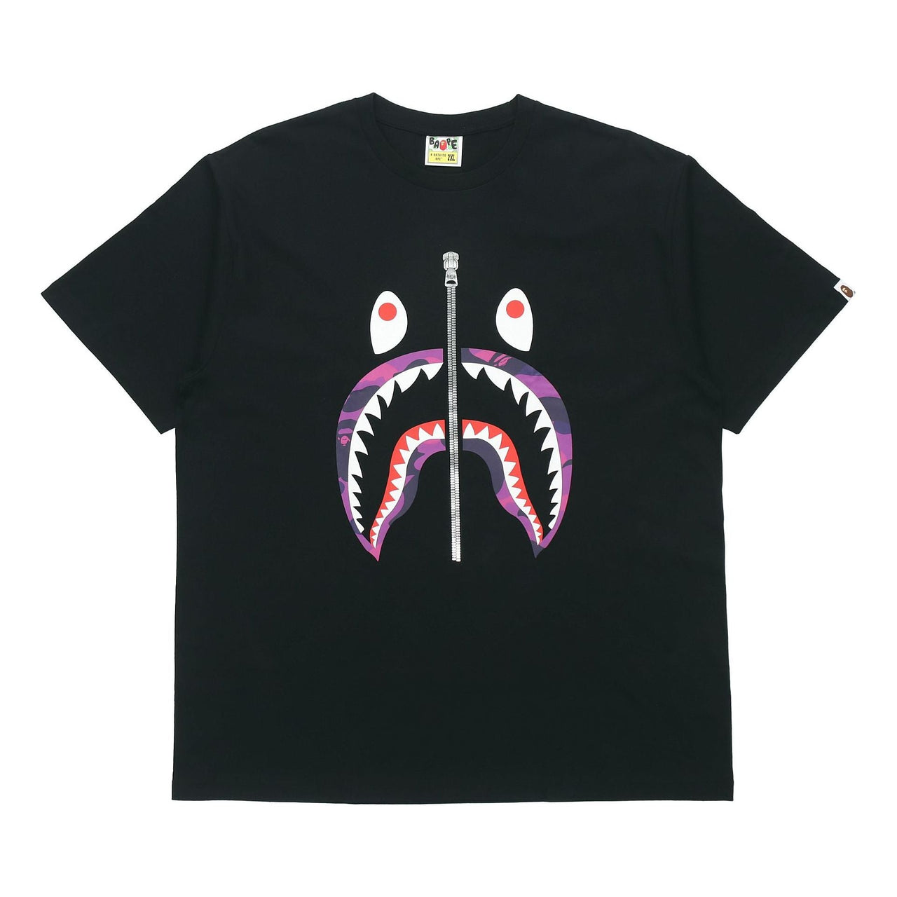 A BATHING APE Shark Face Half-Zip T-Shirt 'Black' BAPE-SS18-003