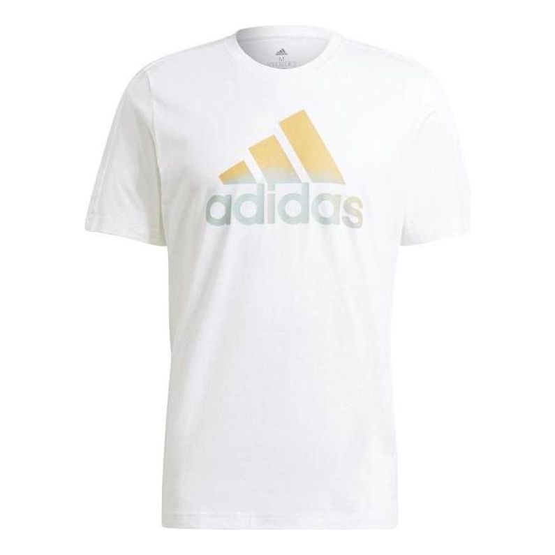 adidas Gradient Alphabet Logo Sports Round Neck Short Sleeve White GK9617