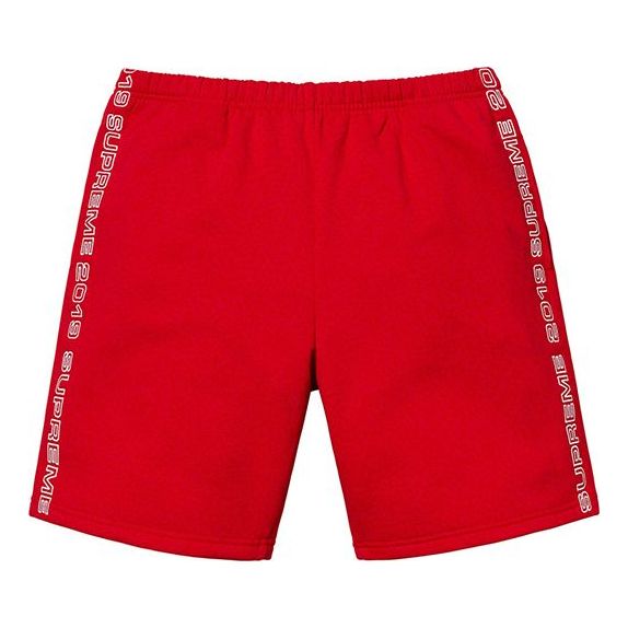 Supreme SS19 Topline Sweatshort Side Embroidered Logo Shorts Unisex Red SUP-SS19-10329
