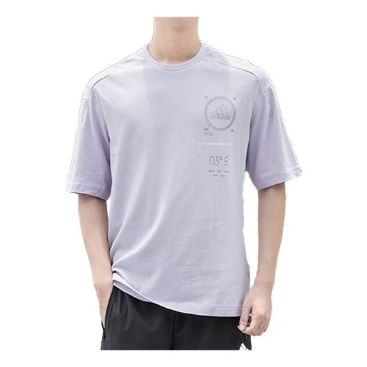 adidas Sports Round Neck Short Sleeve Purple FT2778