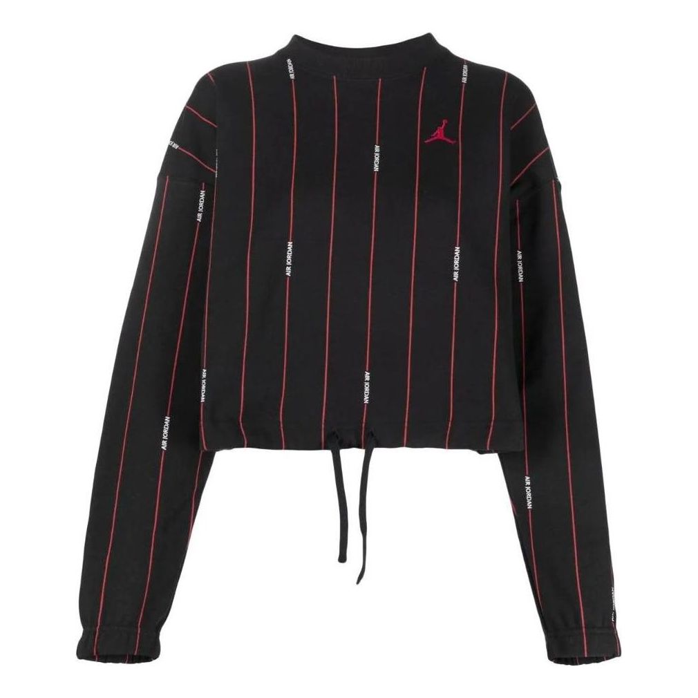 (WMNS) Air Jordan Essentials Fleece Top 'Black Red' DJ2623-010