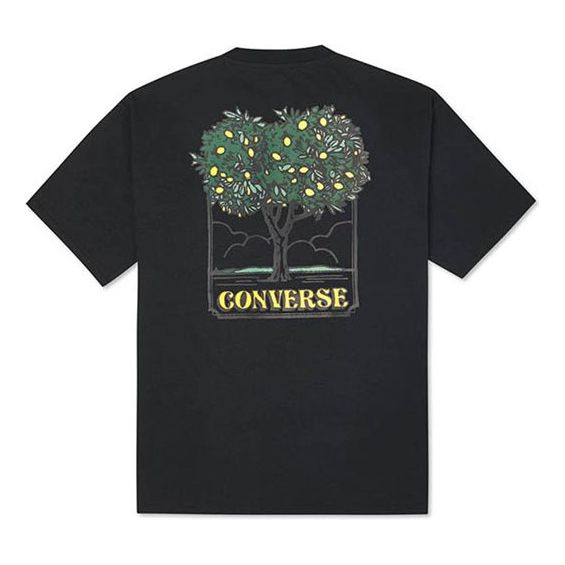 Men's Converse Printing Loose Sports Round Neck Short Sleeve Black 10022047-A01
