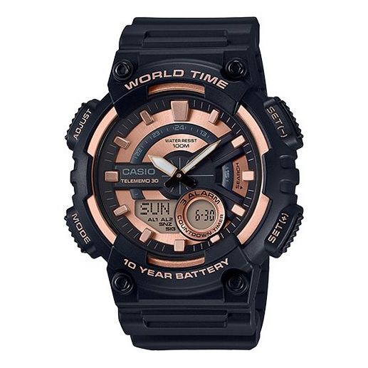 CASIO Waterproof Sports Mens Rose Gold Analog/Digital Combo AEQ-110W-1A3