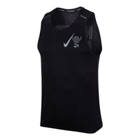 Men's Nike Miler Reflective Alphabet Quick Dry Running Sports Black Vest DD1554-010
