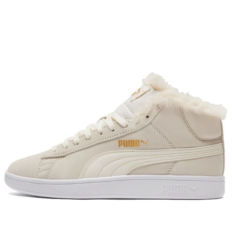 (WMNS) PUMA Smash V2 Mid-Top Sneakers Beige/White 385005-02