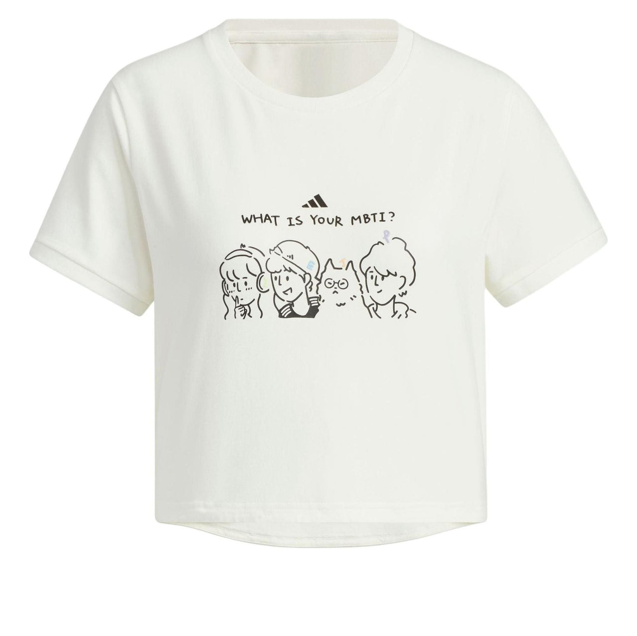 (WMNS) adidas Graphic Crop T-Shirt Asia Sizing 'White Black' JN6663