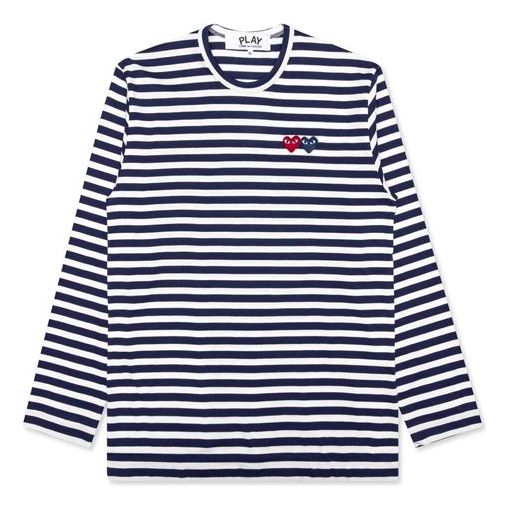 COMME des GARCONS PLAY Striped Double Logo Long Sleeves Tee 'Black White' AZ-T228-051-1