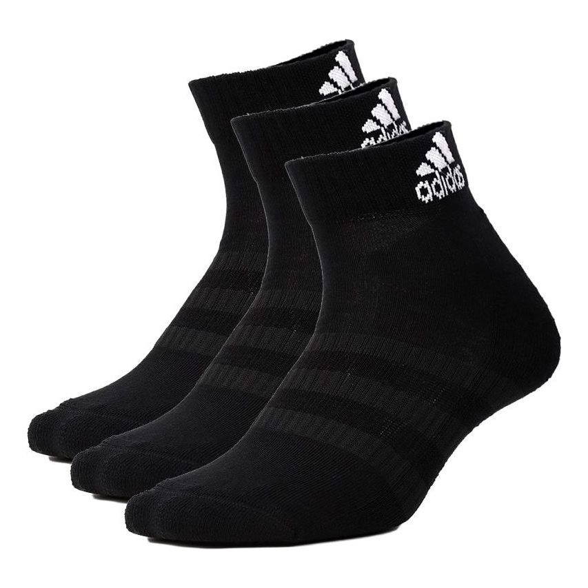 adidas Unisex Cush Ank 3pp Letter Logo Printing Sports Sock Black DZ9379