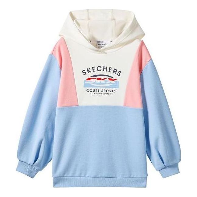(GS) Skechers SKX Letter Printed Hoodie 'Blue White Pink' P322G026