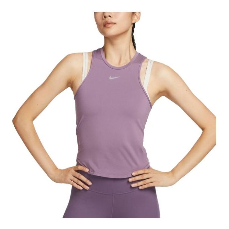 (WMNS) Nike Dri-FIT One Luxe Women's Cropped Tank Top 'Purple' FB5271-536