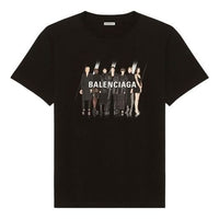 Balenciaga Band Portrait Printing Logo Retro Short Sleeve Unisex Black 612965TIVA11000