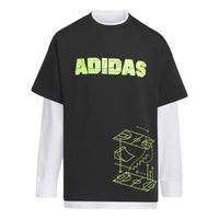 (GS) adidas Original Street Sport 2-In-1 T-Shirt 'Black White' IN6552