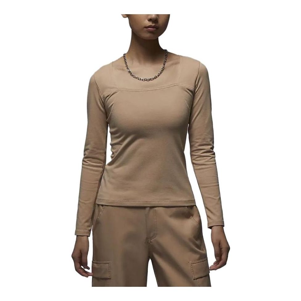 (WMNS) Air Jordan Long Sleeve Top 'Tan' FB5201-277
