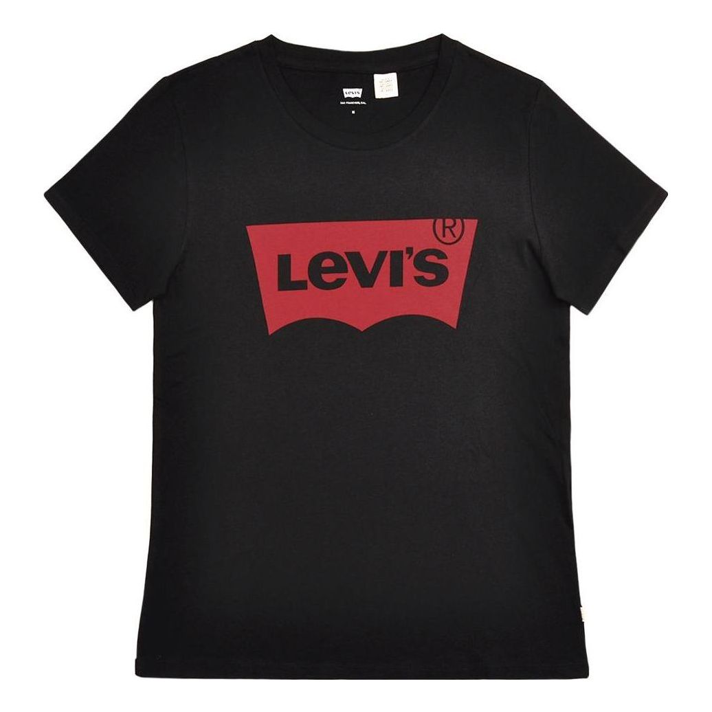 Levis Logo Printing Round Neck Short Sleeve Black T-Shirt 17369-0201