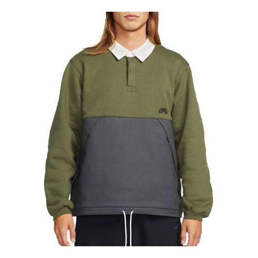 Nike Loose Casual Contrasting Colors Fleece Khaki Green DJ6082-325