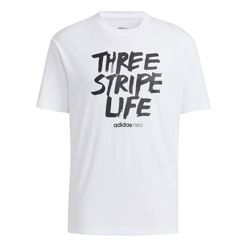 adidas neo M Logo Tee 1 Letter Printing Sports Male White HC3830