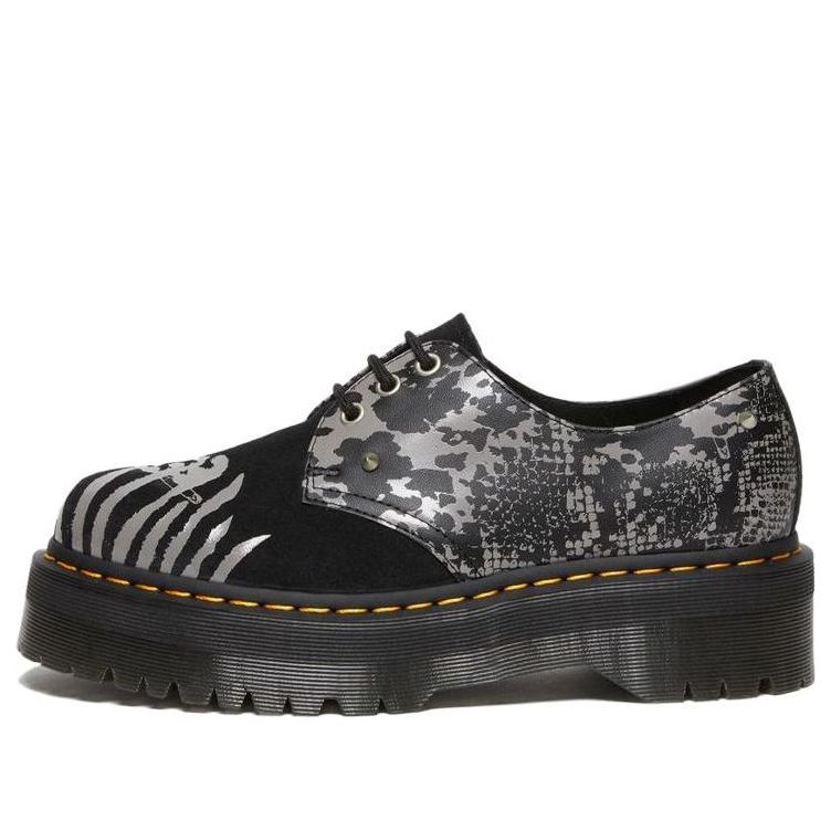 Dr. Martens 1461 Animal Clash Leather & Suede Platform Shoes 'Black Grey' 27695001