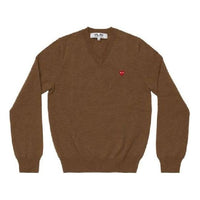 (WMNS) COMME des GARCONS PLAY V-Neck Pullover With Small Red Heart 'Brown' AZ-N077-051-3
