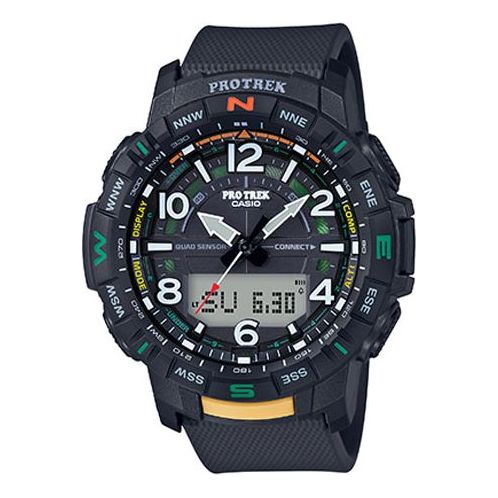 CASIO Waterproof Sports Shockproof Mens Black Analog/Digital Combo PRT-B50-1PR