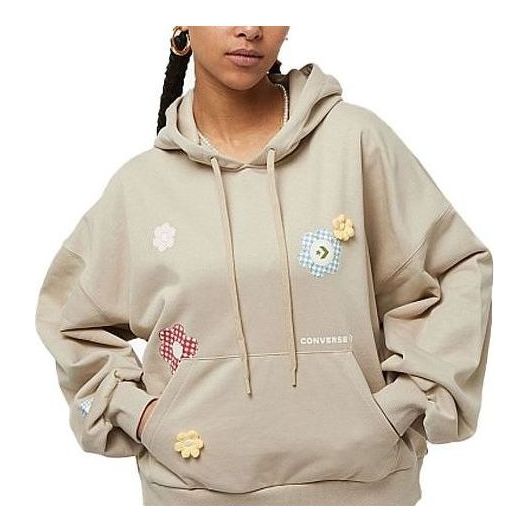 (WMNS) Converse Flora Logo Hoodie 'Beige' 10025521-A02