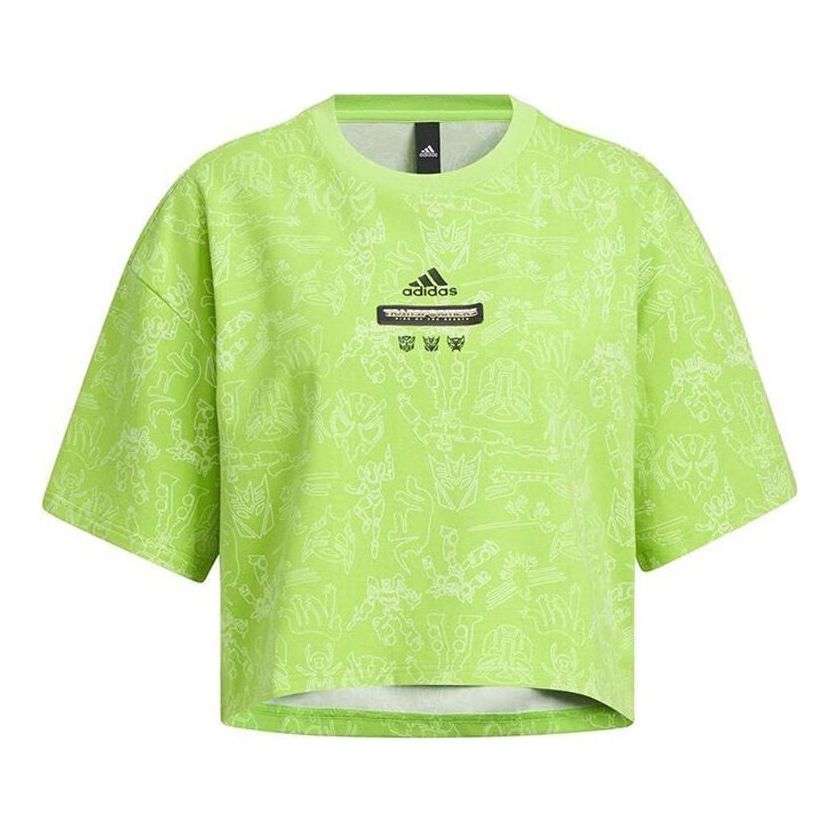 (WMNS) adidas x Transformers Cropped Tee 'Green' IK3476