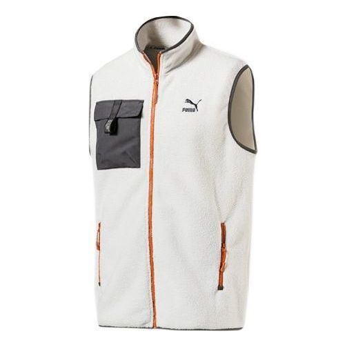 PUMA XTG Trail Fleece Full Zip Pocket Vest 'White Black Orange' 596728-64