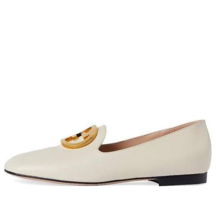 (WMNS) Gucci Logo Plaque Loafers 'White' 723395-C9D00-9022