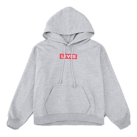 (WMNS) Levi's Alphabet Pure Cotton Hoodie Gray 85280-0008