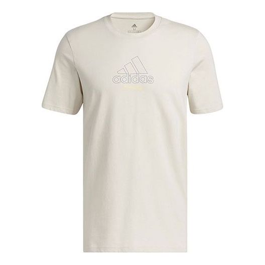Men's adidas Alphabet Logo Printing Casual Sports Short Sleeve Beige T-Shirt IB9425