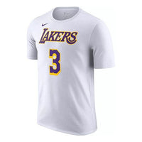 Men's Nike NBA Lakers Davis No. 3 Casual Breathable Sports Short Sleeve White T-Shirt BQ1540-100