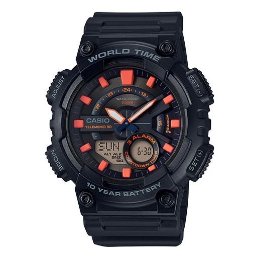 CASIO Solar Powered Waterproof Sports Mens Black Analog/Digital Combo AEQ-110W-1A2