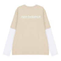 New Balance Contrasting Colors Sports Round Neck Pullover Apricot Color T-Shirt 5DC16063-BEI