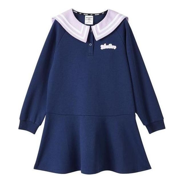 (GS) Skechers Logo Printed Casual Knitted Dress 'Pink Navy' L421G120