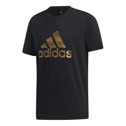 adidas Logo Printing Sports Round Neck Short Sleeve Black GP0969