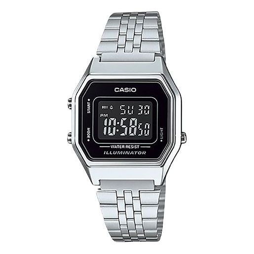 CASIO Waterproof Unisex Black DialSilver Strap Unisex Mens BlackSilver Digital LA680WA-1B-TAIWAN