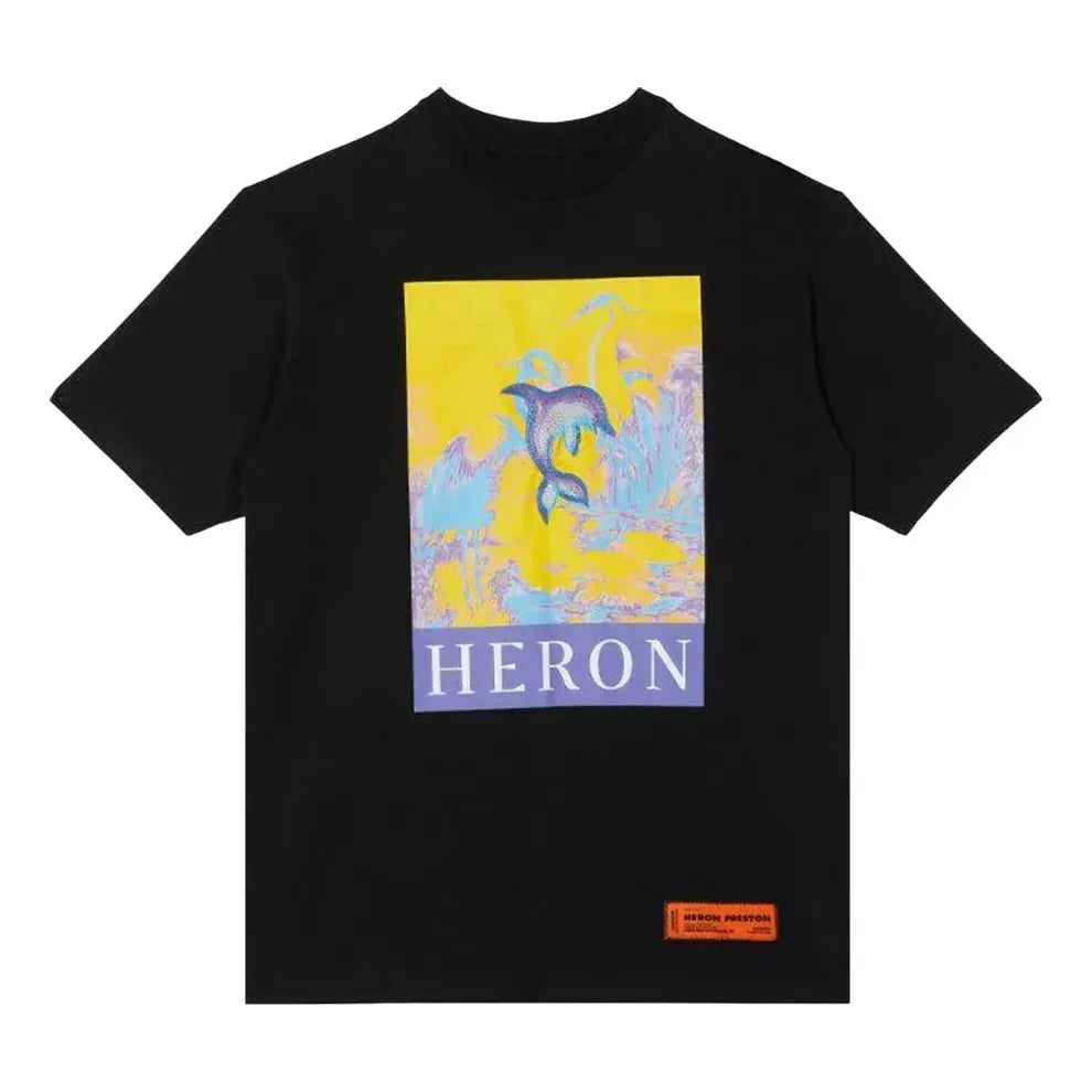 (WMNS) HERON PRESTON SS22 Printed Crewneck T-Shirt 'Black' HWAA023S22JER0011018