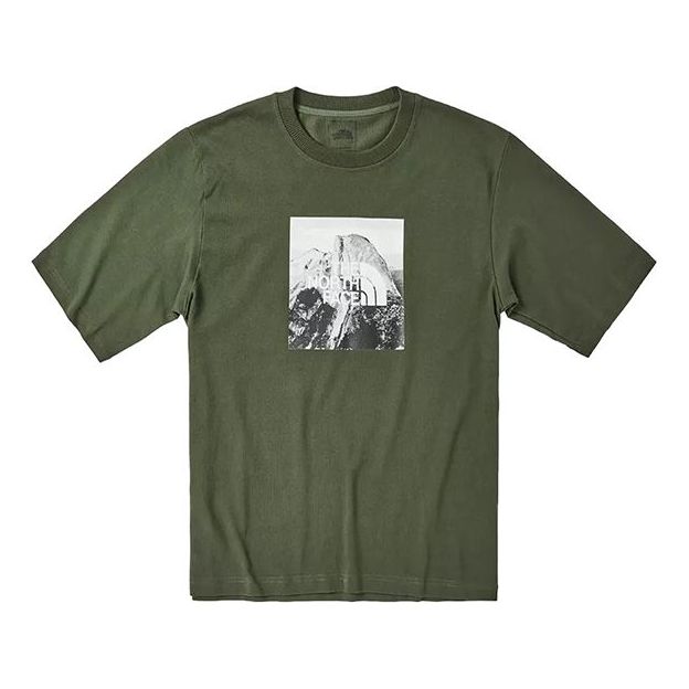 THE NORTH FACE Large Printing Loose Fit Short Sleeve Couple Style Green 499V-37X