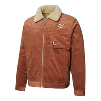 PUMA Cord Embroidered Logo reversible corduroy Jacket Brown 534751-17