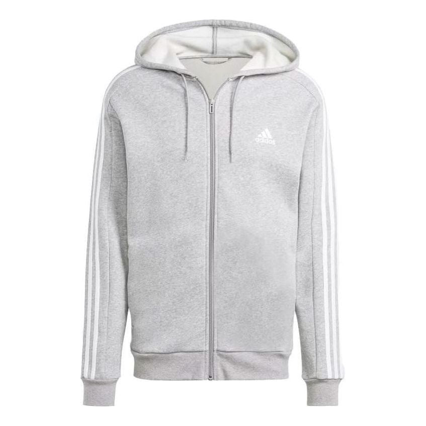 adidas Fleece 3-Stripes Full-Zip Hoodies 'Grey' IJ6479