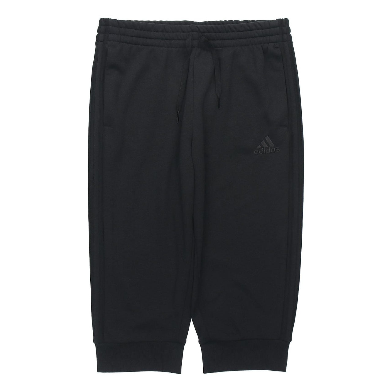 adidas M 3s Ft Tc 34pt Embroidered Logo Stripe Knit Bundle Feet Cropped Pants Black GK8990