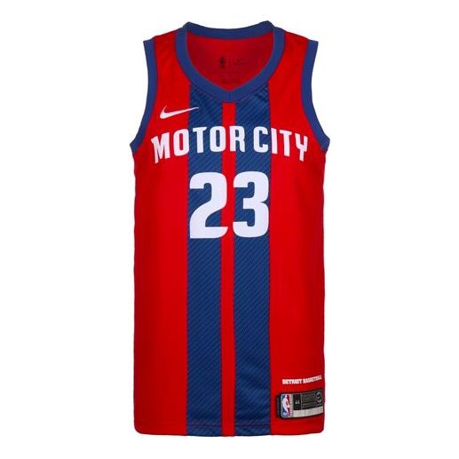 Nike NBA City Version 20-21 Season Detroit Pistons 23 Alphabet Printing Basketball Vest Red AV4636-658