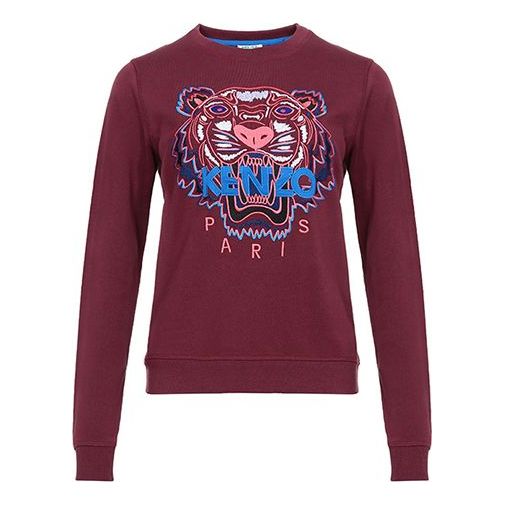 (WMNS) KENZO Tiger Head Pattern Long Sleeves Pullover Hoodie Red F962SW7054XA-23