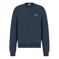 Men's DIOR x Kenny Scharf Crossover SS22 TIGER Printing Round Neck Long Sleeves Navy Blue 213J645A0531-C542