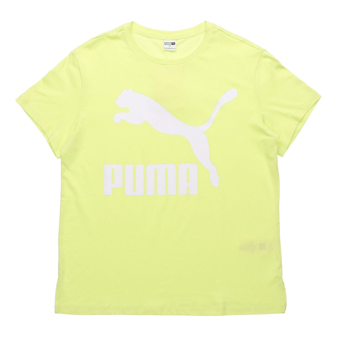 (WMNS) PUMA Large Logo Printing Short Sleeve Fluorescence Yellow 596512-31