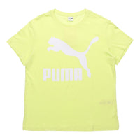 (WMNS) PUMA Large Logo Printing Short Sleeve Fluorescence Yellow 596512-31