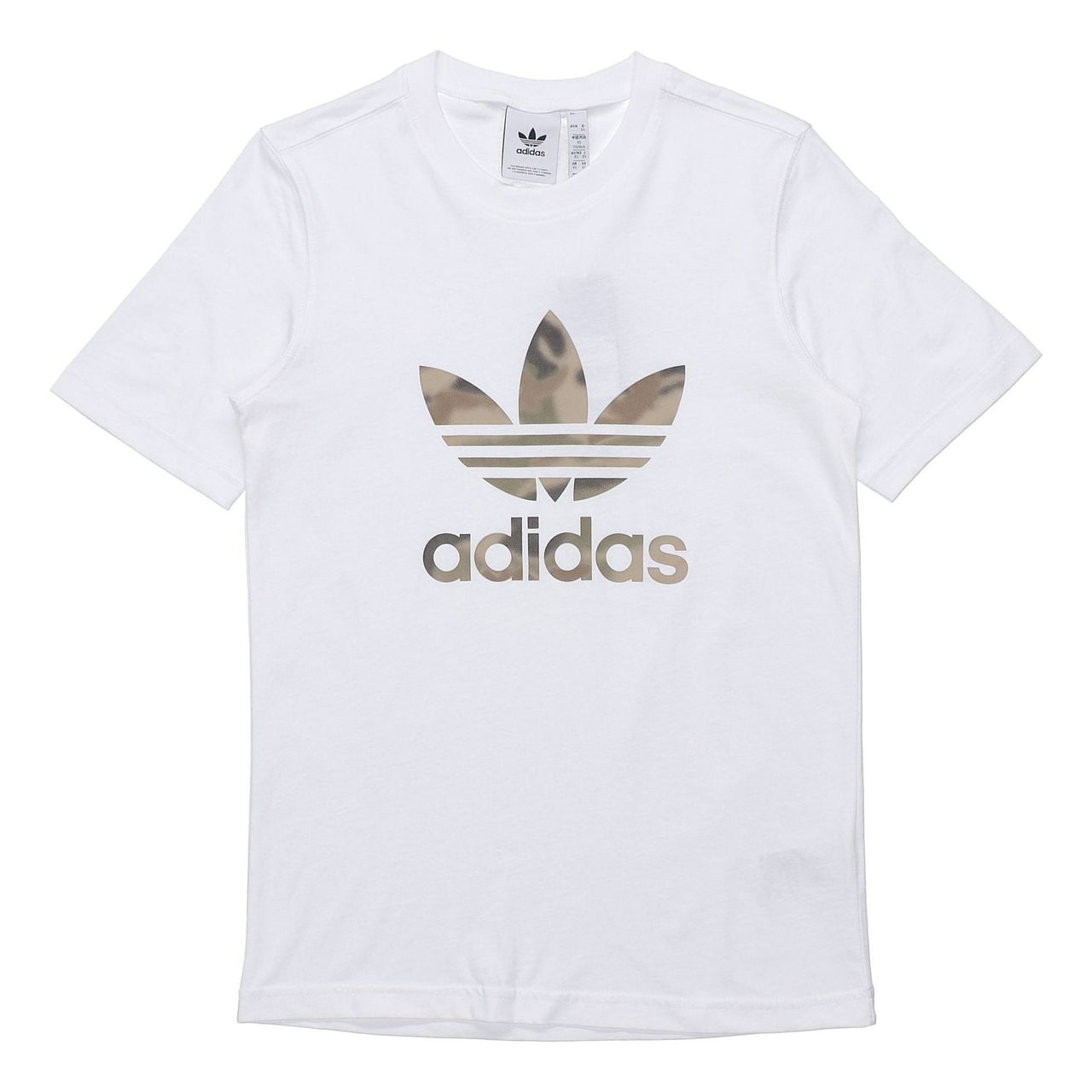 adidas originals CamouflageLogo Printing Round Collar Male White GN1855