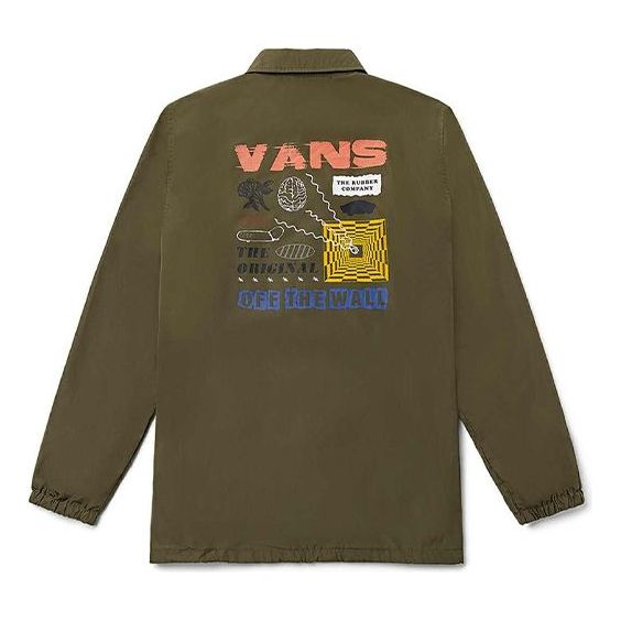 Vans Back Funny Pattern logo Sports Jacket Couple Style Green VN0A5H8RKCZ