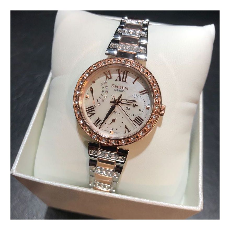 CASIO Female SHEEN Japan / South Korea Fashion Rose Gold Analog SHE-3043SPG-7B