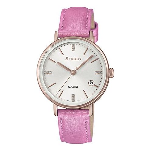 CASIO Waterproof SHEEN Quartz Sapphire Crystal Rose Red Analog SHE-4048CGL-7BUPR