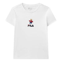 (WMNS) FILA Bear Pattern Round Neck Pullover Short Sleeve White F11W118152F-WT